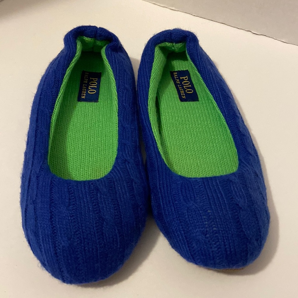 Ralph Lauren Blane Cable Knit Slippers NWOT